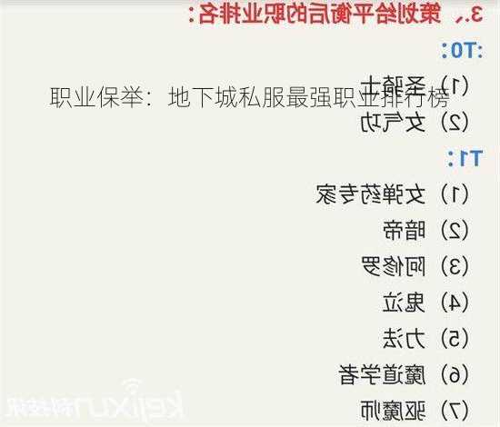 职业保举：地下城私服最强职业排行榜