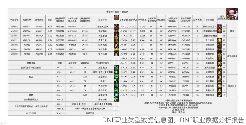 DNF职业类型数据信息图，DNF职业数据分析报告！