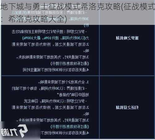 地下城与勇士征战模式希洛克攻略(征战模式：希洛克攻略大全)