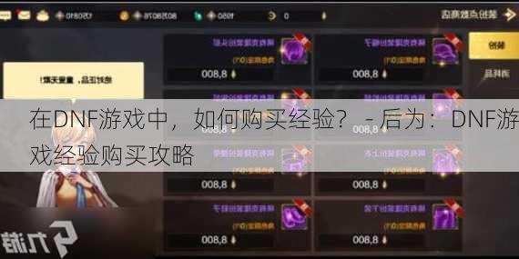 在DNF游戏中，如何购买经验？ - 后为：DNF游戏经验购买攻略