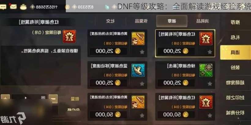 DNF等级攻略：全面解读游戏经验系统