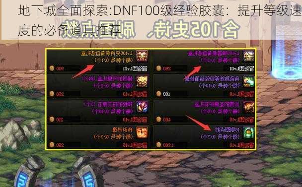 地下城全面探索:DNF100级经验胶囊：提升等级速度的必备道具推荐