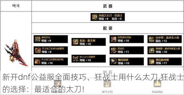 新开dnf公益服全面技巧、狂战士用什么太刀,狂战士的选择：最适合的太刀!